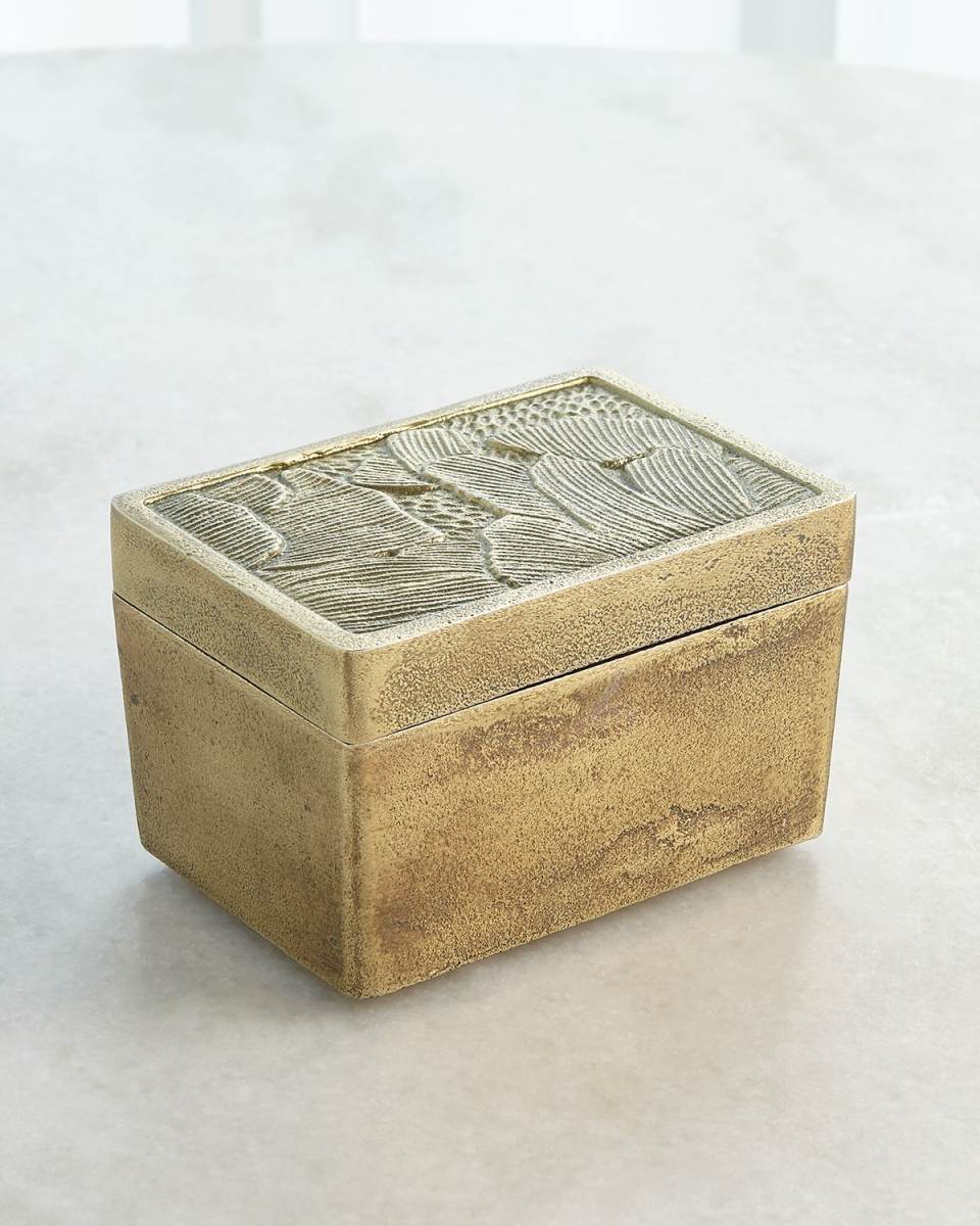 Large Antiqued Brass Flora Box